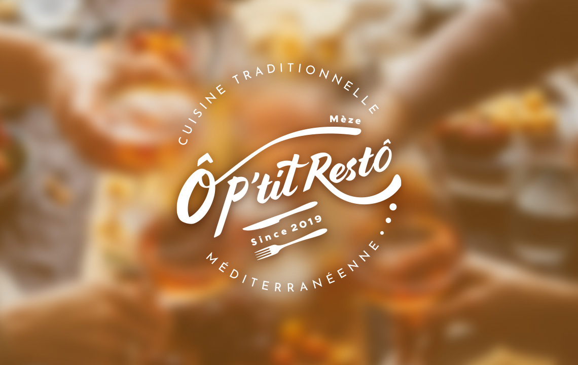 フランスのレストラン O P'tit Resto ロゴデザイン